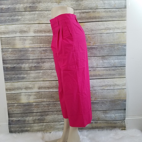 NWT Zara Fuchsia Poplin Culottes Ankle Pants - Picture 7 of 7